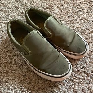 Olive Green Satin Vans